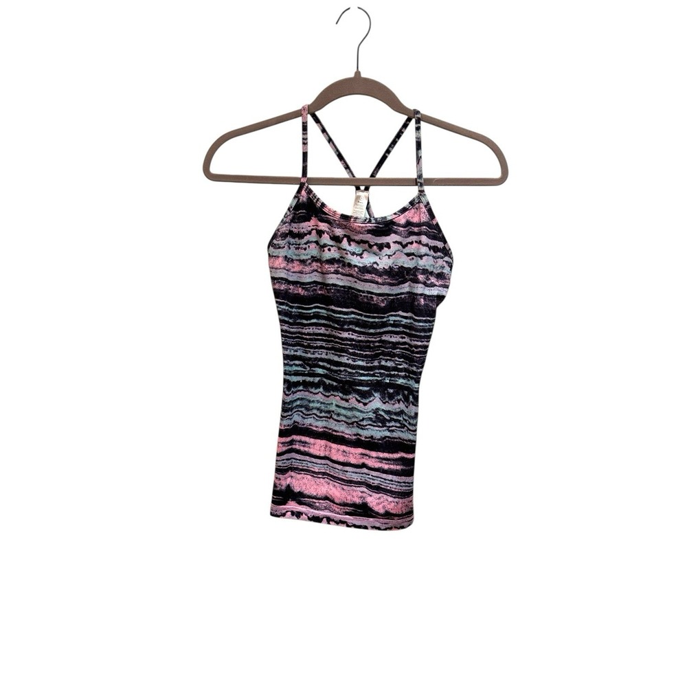 Ivivva Youth Girls Size 12 Athletic‎ Tank Shelf Bra Y-Back Size 12 Pink, Aqua